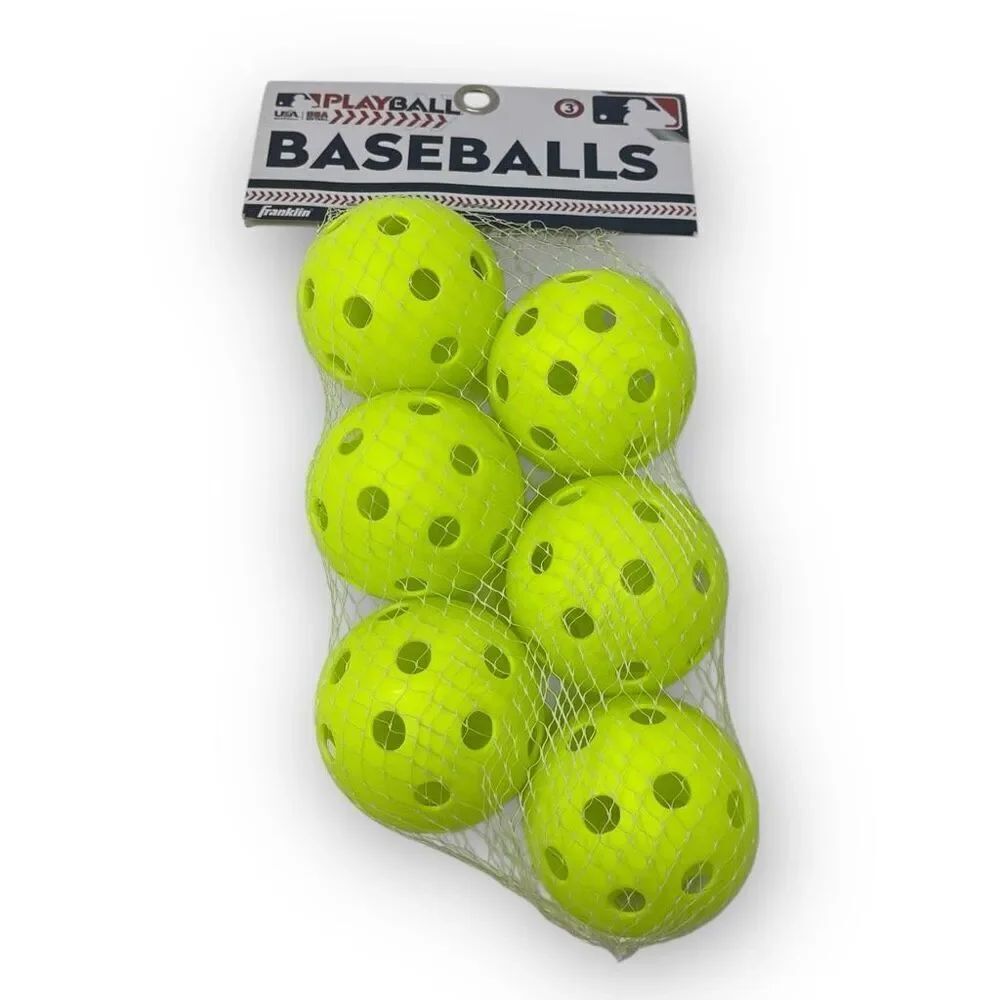 Franklin Sports MLB Playball 90mm Plastic Ball 6 Pack Neon Yellow/Green New NIP